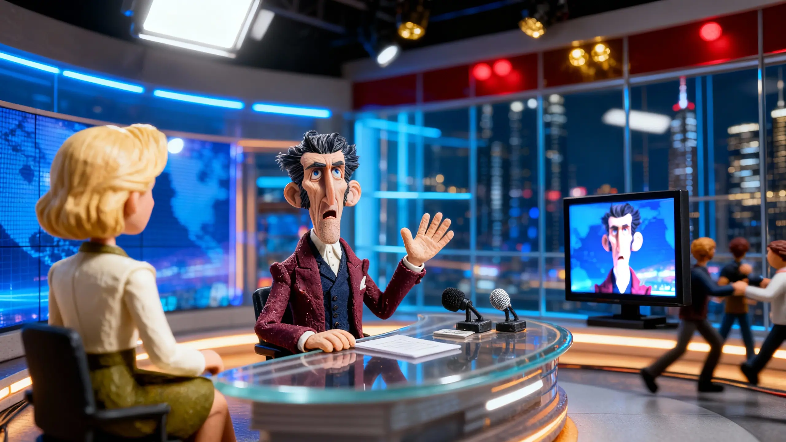 Cris Fairlight freezes mid-broadcast, hand raised and expression taut, as the live studio slips into breathless silence.