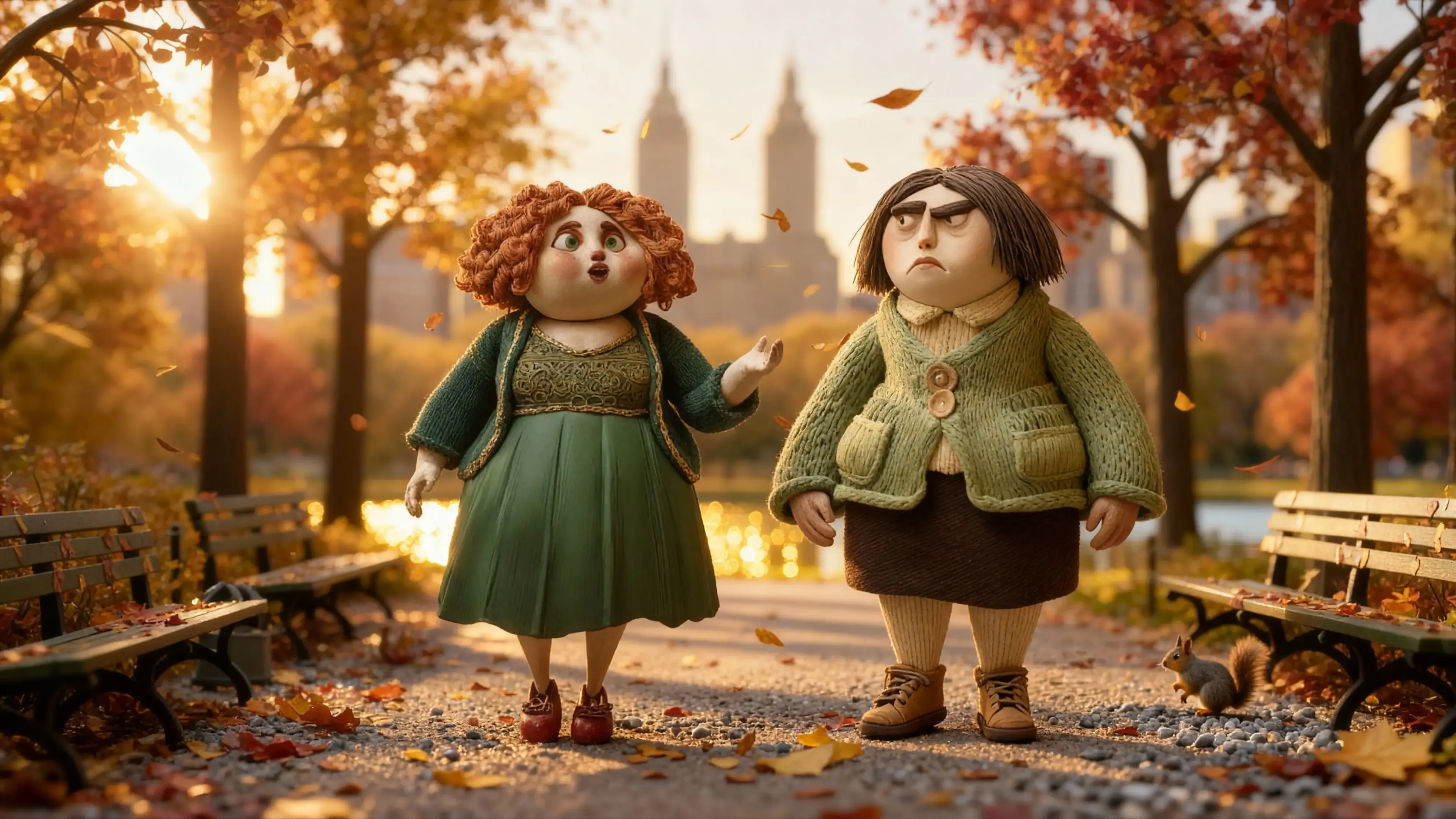 Marge Katz walks through a Central Park in autumn, together with Patsy.