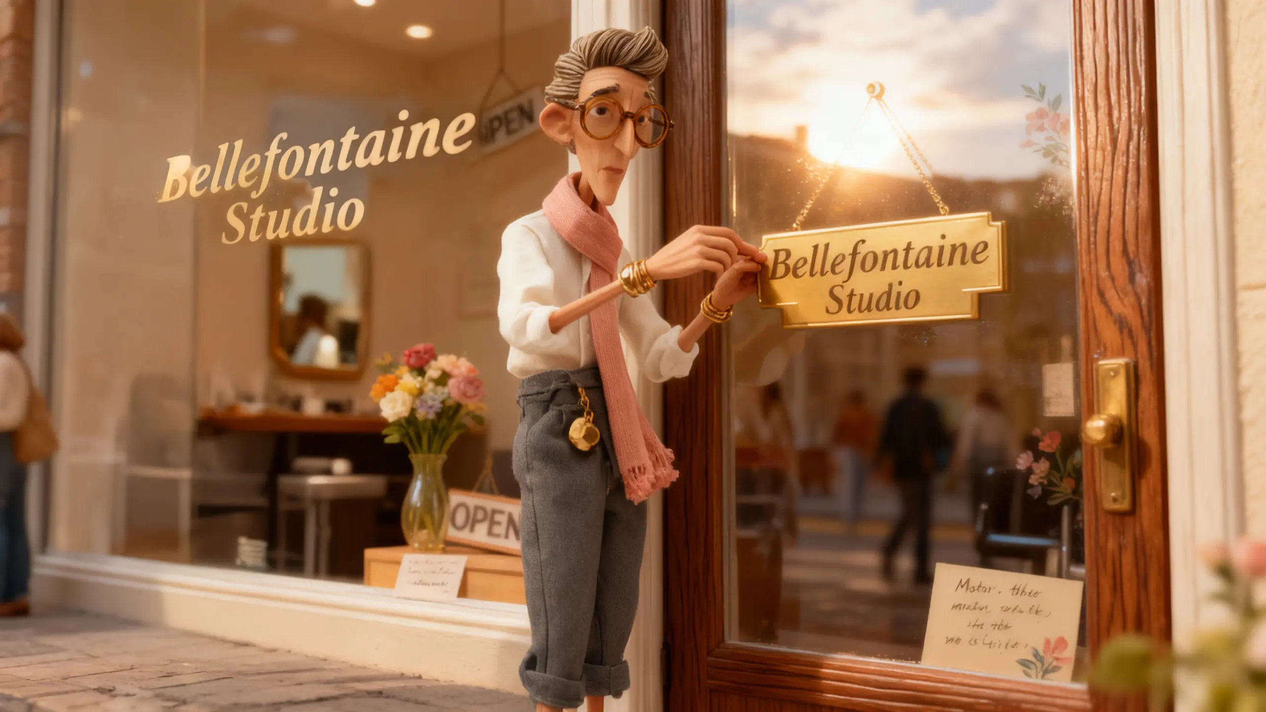 Antoine Bellefontaine tailoring a suit in the green room.
