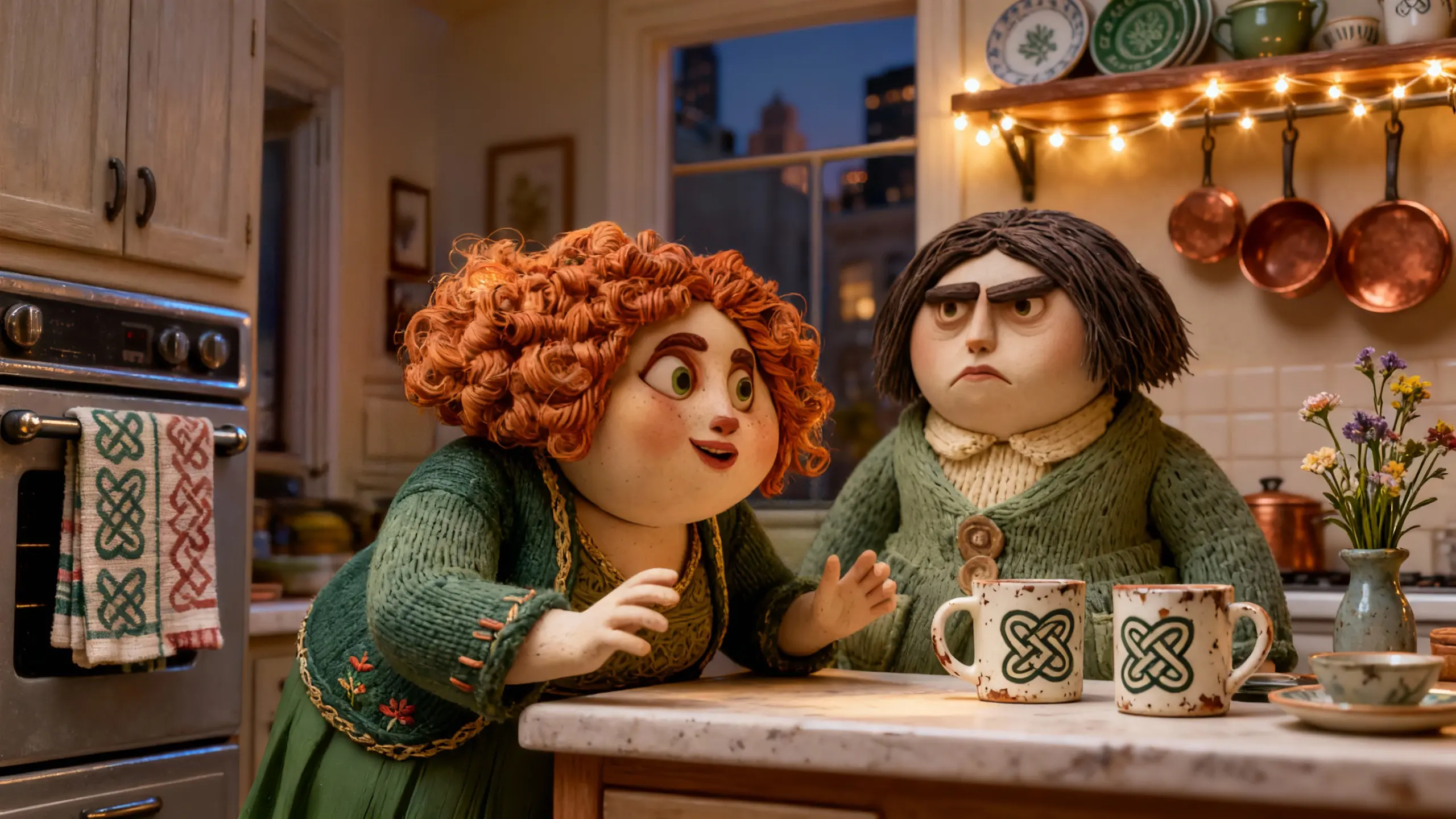 Patsy O’Connell leans forward in her quaint New York kitchen, speaking excitedly while her friend, Marge, listens sceptically over mugs of tea.